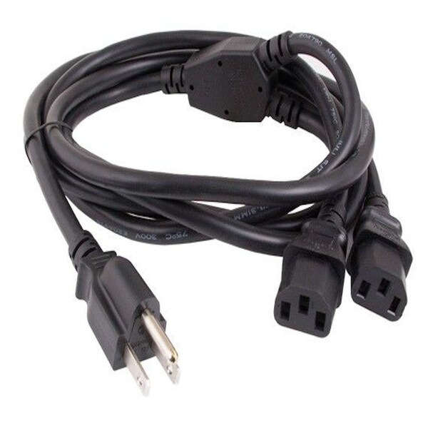 Cable Divisor de Corriente Universal Sanoxy de 6 pies 16 AWG NEMA 5-15P a IEC320 C13 x 2, Negro