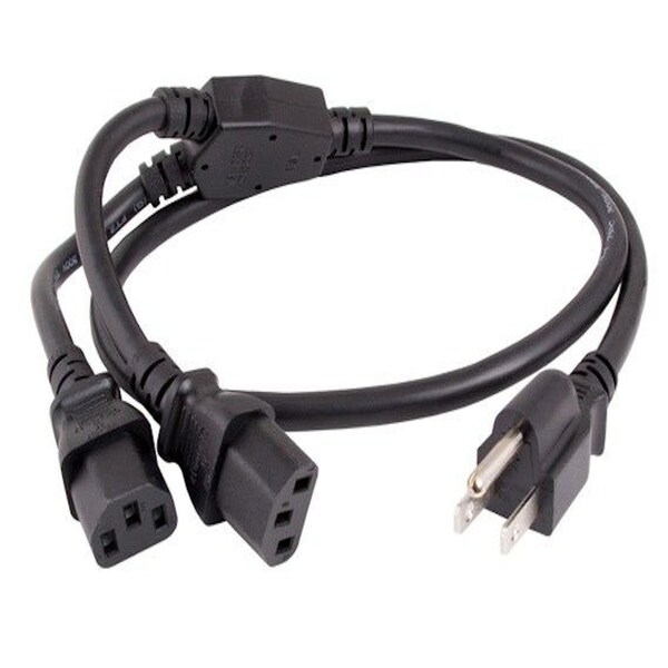 Cable divisor de corriente universal Sanoxy de 3 pies 18 AWG NEMA 5-15P a IEC320 C13 x 2, Negro