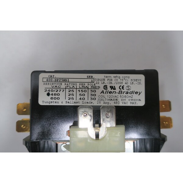 Allen Bradley CONTACTOR DE PROPÓSITO DEFINIDO 120V-AC 25A AMP - 400-DP25ND1