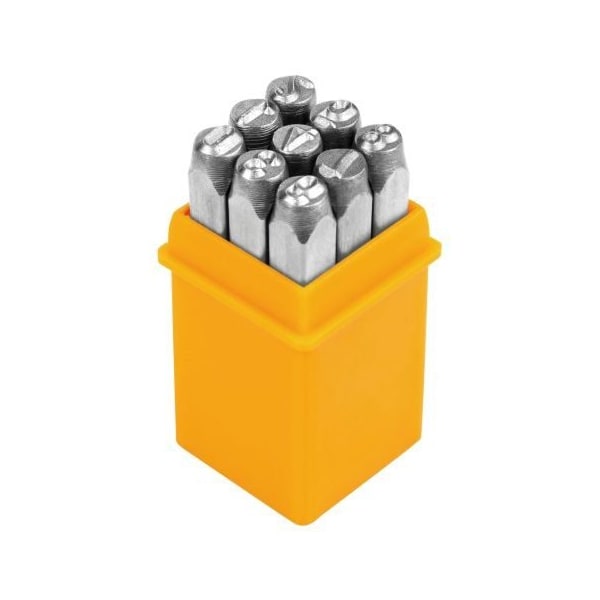 Tolsen 9Pcs Figure Punch Set 0.1 Carbon Steel, Hardened, Surface Sandblasting - 25094
