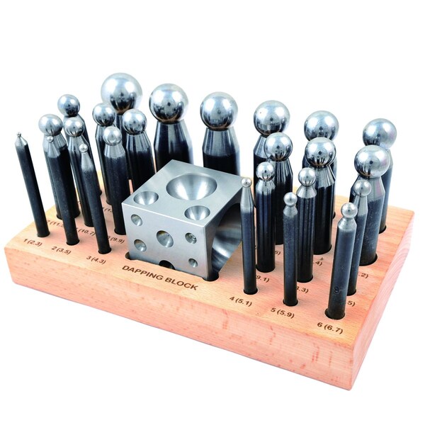 H & H Industrial Products 24 Piece Dapping, Doming, Forming Block & Punch Set - 8606-3406
