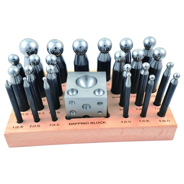 H & H Industrial Products 24 Piece Dapping, Doming, Forming Block & Punch Set - 8606-3406