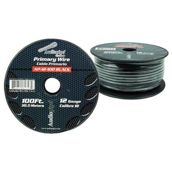 Cable de Alambre Primario Audiopipe de Calibre 12 de 100 pies - Negro