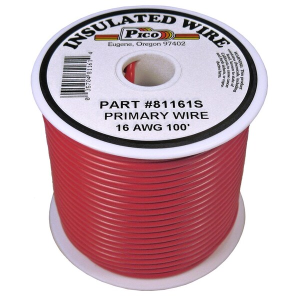 Accesorios de Cableado Pico Pico - Cable Primario - Calibre 16 AWG, Rojo, 100ft Rollo - 81161S