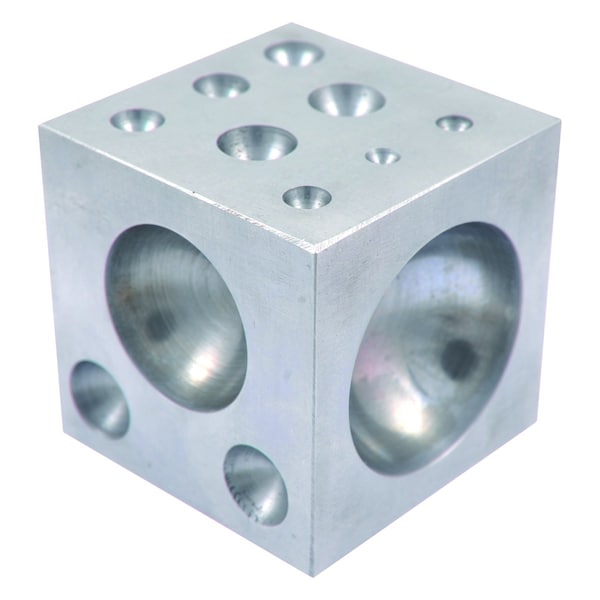 H & H Industrial Products 2 X 2 X 2" Dapping Block Square With Steel 4-40MM Cavaties - 8606-3400