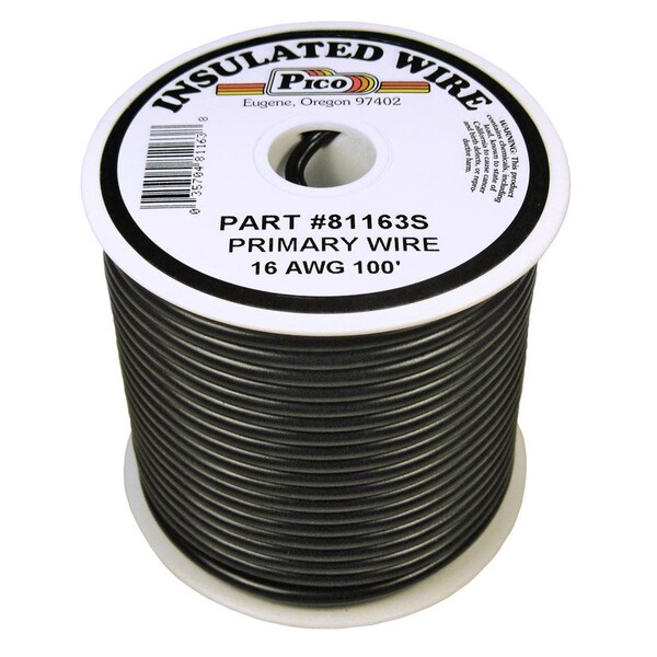 Pico Accesorios de Cableado Pico - Cable Primario - 16 AWG, Negro, Carrete de 100 pies - 81163S