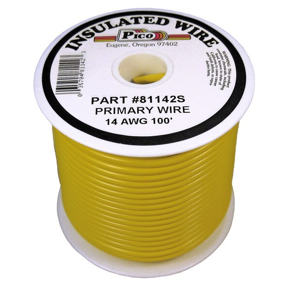 Accesorios de cableado Pico Cable Primario - 14 AWG, Amarillo, Carrete de 100 pies - 81142S