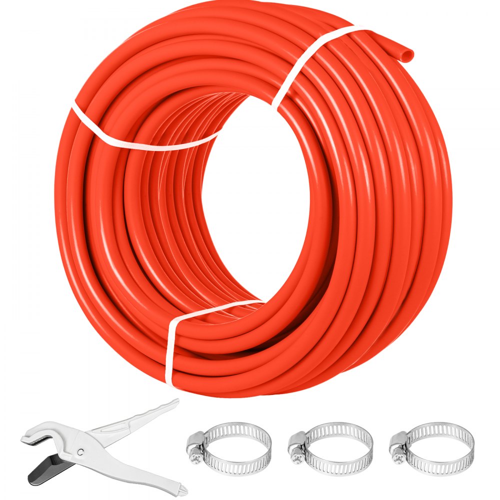 VEVOR Oxygen Barrier 1/2 Inch 300 Feet Tube Coil EVOH PEX-B Pipe, for Residential Commercial Radiant Floor Heating, Red - 300FTPEXZYG000001V0