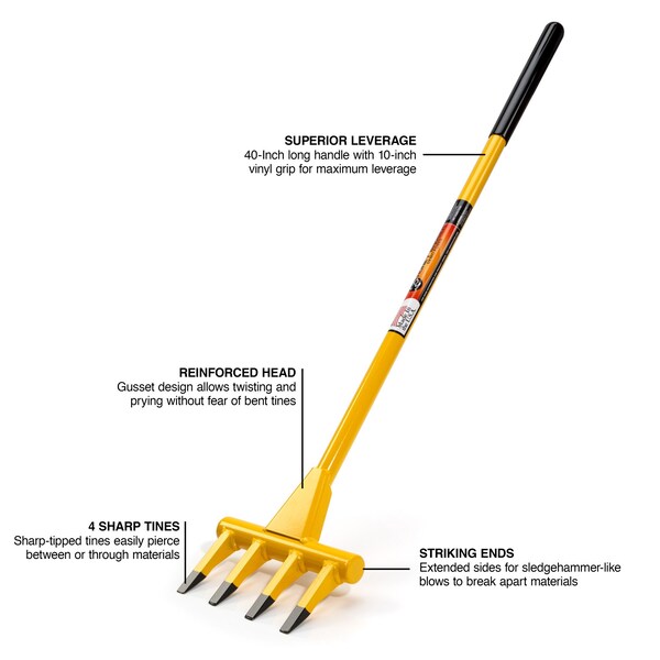 Honey Badger 4-Tine  Demo Fork with 40-Inch Handle - HB40