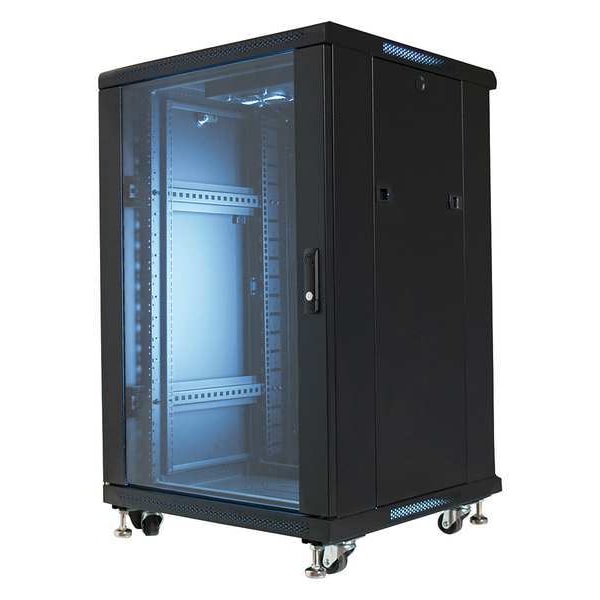 Video Mount Products 19" Equipment Rack Enclosure - 18U with Fans, Casters - EREN-18E