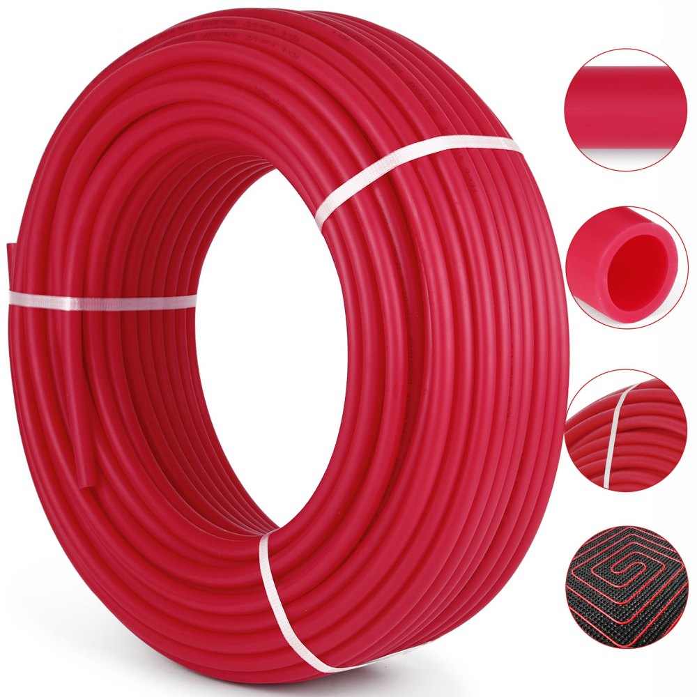 VEVOR Oxygen Barrier PEX Tubing - 1/2 Inch X 500 Feet Tube Coil - EVOH PEX-B Pipe for Residential Commercial Radiant Floor Heating Pex Pipe (1/2" O2-Barrier, 500Ft/Red) - PEXG500FT1-2SCHS1V0