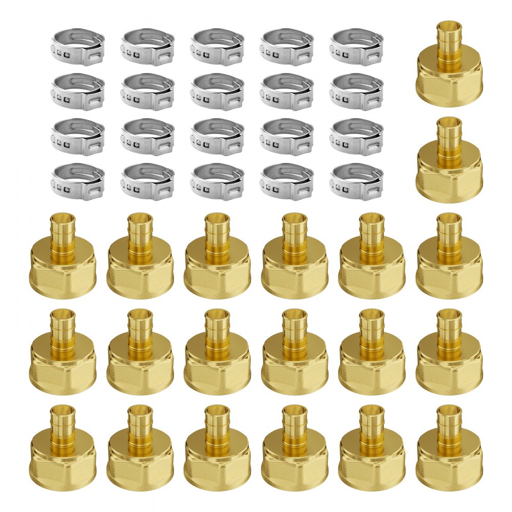 VEVOR Pipe Fittings 1/2" 20PCS Brass Clamp-style 1/2 NPT Internal Thread for Air - KGSPEXGLJPJ2ZIYQGV0