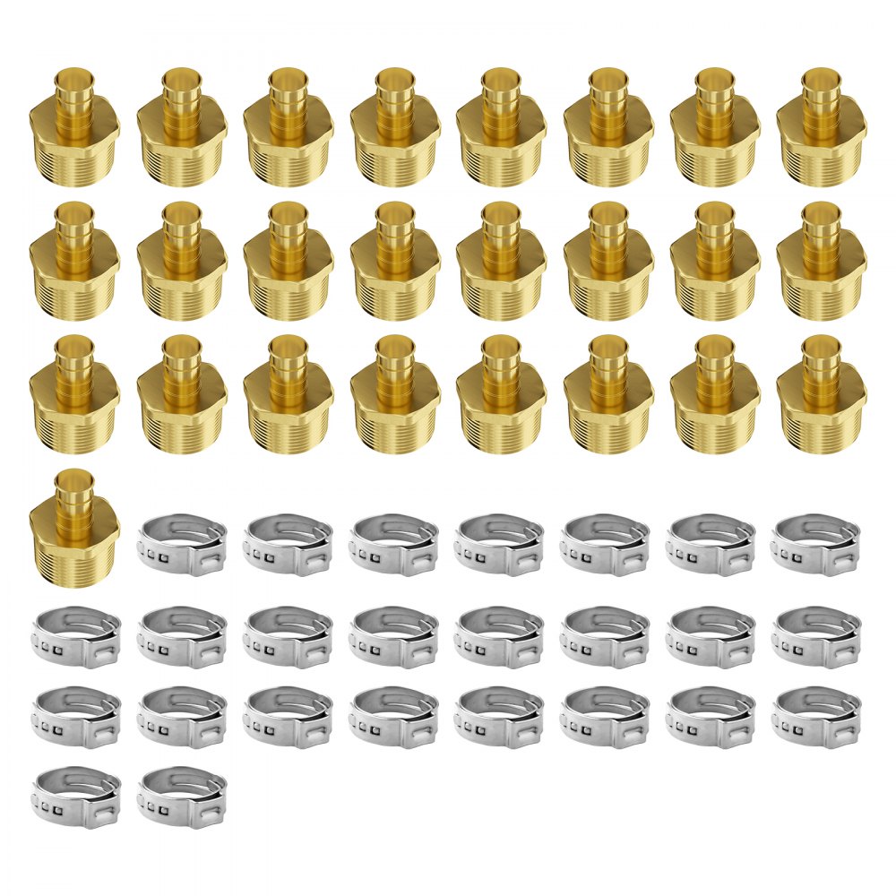 VEVOR Pipe Fittings 1/2" 25PCS Brass Clamp-style 1/2 NPT External Thread for Air - KGSPEXGLJPJ2MD4UJV0