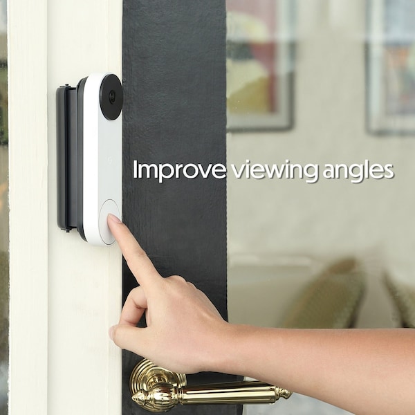 Wasserstein Doorbell Horizontal Adjustable Mount, for Google Nest Doorbell battery, Made for Google Nest - NestDB2HorMtBlkUSA