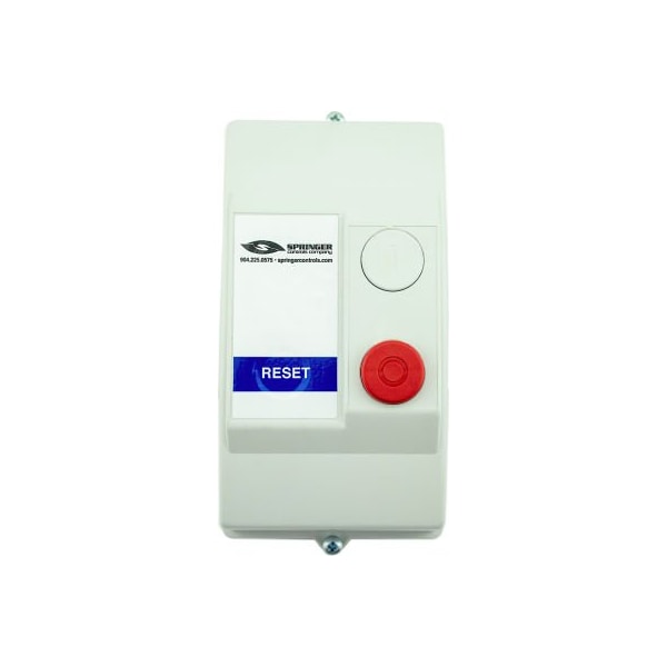 Arrancador de motor NEMA 4X, cerrado, 9A, 1PH, Botón de reinicio, 24-60V, 5.7-7.6A - AF0916R2G-1E de Springer Controls Co.