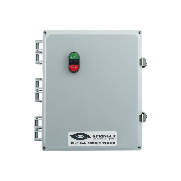 Arrancador de motor NEMA 4X de Springer Controls Co, 52A, 3 fases, Arranque remoto, Inicio/Detención, 24-60V, 22-28A - AF5206P4K-1N