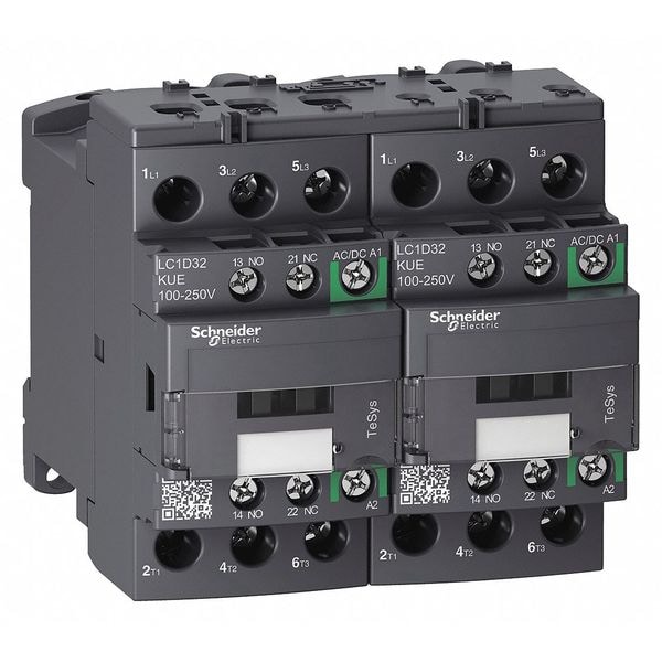 Contacto magnético IEC Schneider Electric, 3 polos, 100 a 250 V CA/CD, 32 A, Reversión: Sí - LC2D32KUE