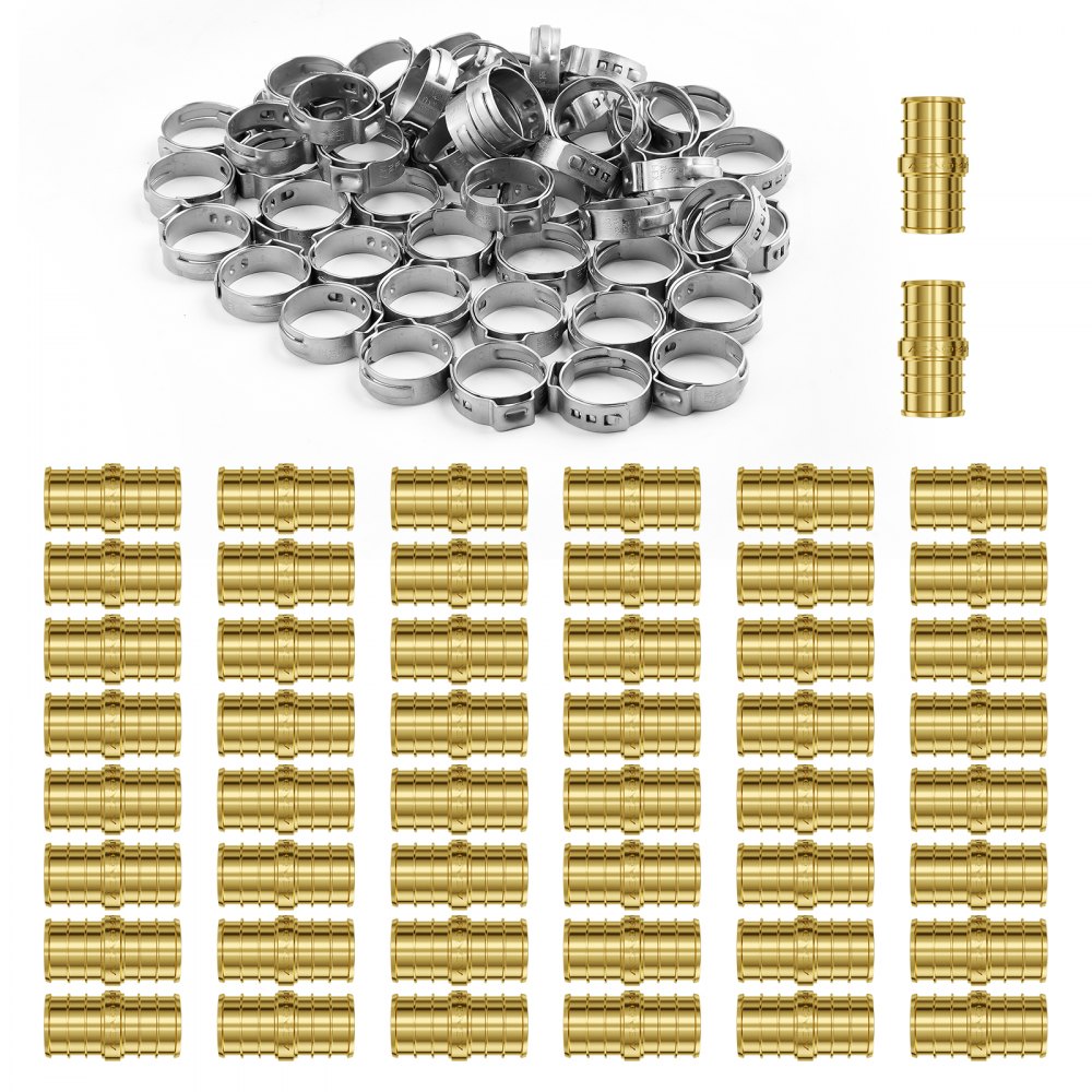 Pipe Fittings 1/2" 50PCS Brass Clamp-style Straight-Through for Air System - KGSPEXGLJPJZNNLHOV0