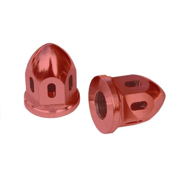 Durablue Durablue 20-1821r 2 Piece Front Spindle Nuts - Bullet Aluminum 14 x 1. 5 mm; Red Anodize - 20-1821r