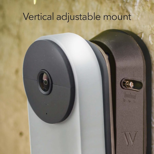 Wasserstein Doorbell Vertical Adjustable Mount, for Google Nest Doorbell Battery, Made for Google Nest - NestDB2VerMtBlkUSA
