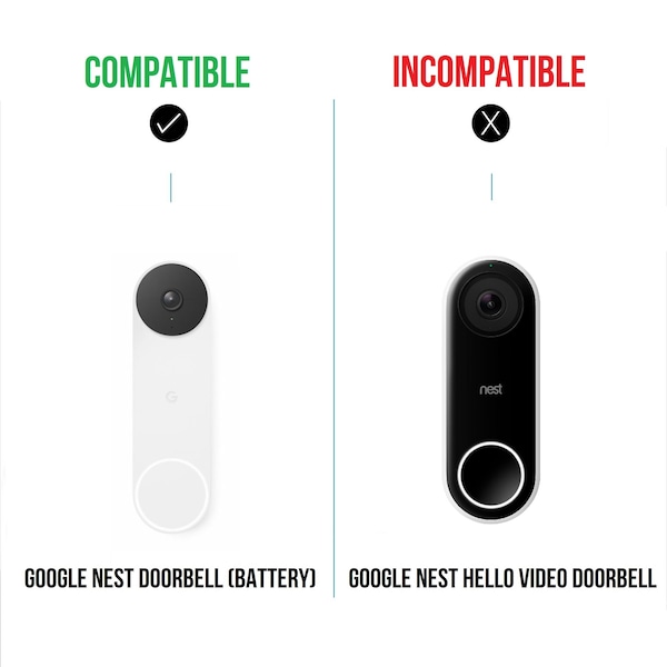 Wasserstein Doorbell Vertical Adjustable Mount, for Google Nest Doorbell Battery, Made for Google Nest - NestDB2VerMtBlkUSA