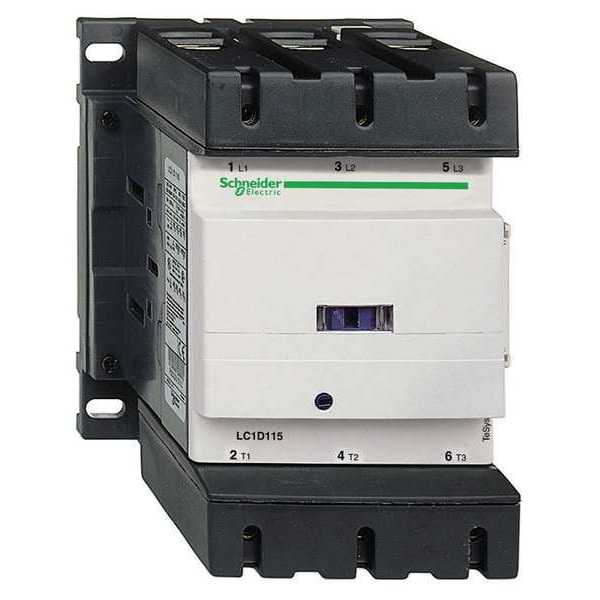 Contactador magnético IEC de Schneider Electric, 3 polos, 208 V AC, 115 A, Reversión: No - LC1D115LE7.
