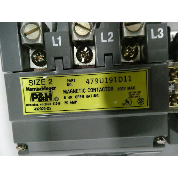 Contactador reversible de tamaño 2 P&H Magentic 110-120/220-240V-Ac - 479U191D11