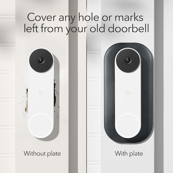 Wasserstein Doorbell Wall Plate Mount, for Google Nest Doorbell battery, Made for Google Nest - NestDB2BattPltBlkUSA