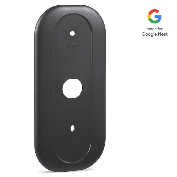 Wasserstein Doorbell Wall Plate Mount, for Google Nest Doorbell battery, Made for Google Nest - NestDB2BattPltBlkUSA