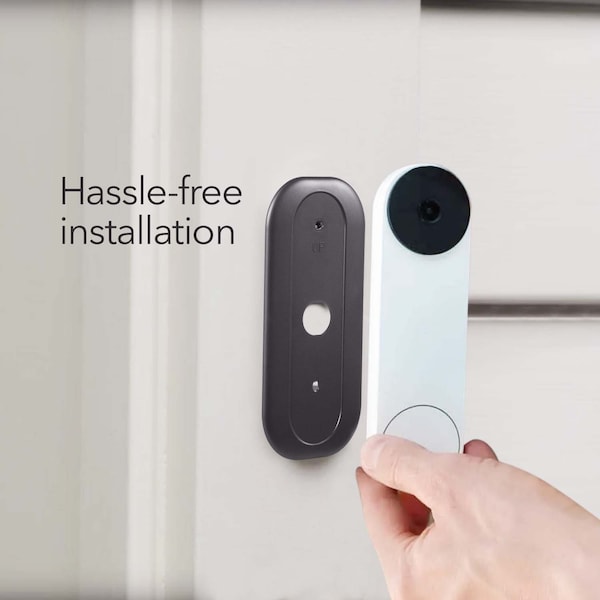Wasserstein Doorbell Wall Plate Mount, for Google Nest Doorbell battery, Made for Google Nest - NestDB2BattPltBlkUSA