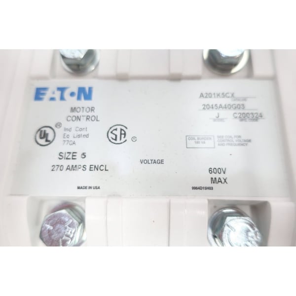Eaton Modelo J 440/480V-AC 270A Amp 200Hp Tamaño 5 Contacto AC - A201K5CX