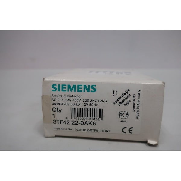 Contactador de CA Siemens 120V-Ac 30A 10Hp - 3TF42 22-0AK6