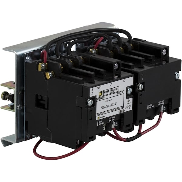 Contactor NEMA Square D, Tipo S, inversor, horizontal, Tamaño 0, 18A, 5HP a 575VAC, 3 fases, hasta 100kA, 3 polos, bobina de 120VAC, estilo abierto - 8702SBO4V02S.