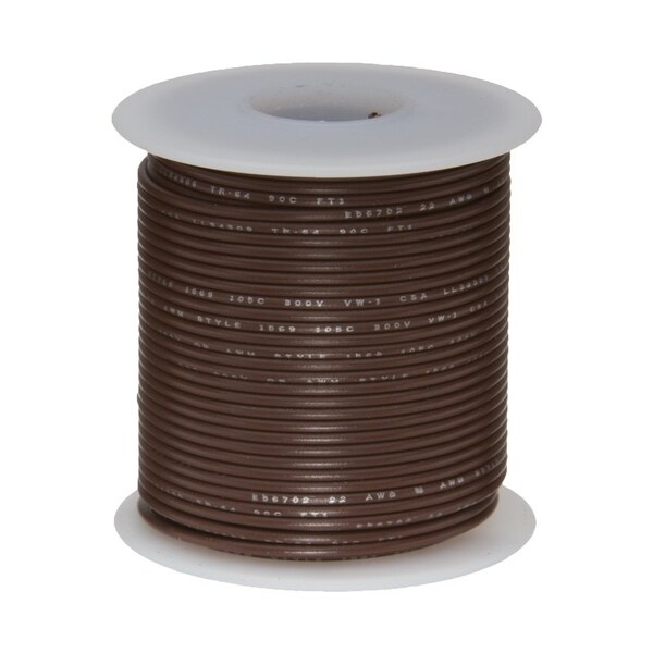 Cable de conexión de gancho trenzado calibre 28 UL1061 de Remington Industries, 300V, 0.035 de diámetro, color café, longitud de 25 pies