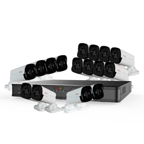 Revo America Ultra HD 16 Channel 4TB NVR Surveillance System with 16 x 4 Megapixel Cameras - RU162B16G-4T