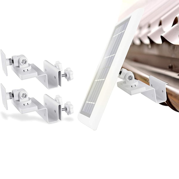 Wasserstein Camera Gutter Mount, for Ring, Arlo, Blink, Reolink Cams, Compatible Solar Panels, White, 2PK - GutterSolar2WhtUSA