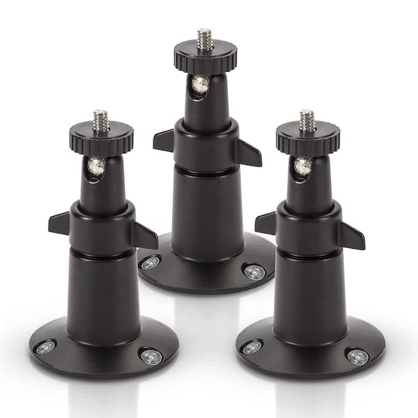 Wasserstein Camera Metal Wall Mount, Adjustable, Indoor/Outdoor, Black, 3PK - MetalMountBlack3USA