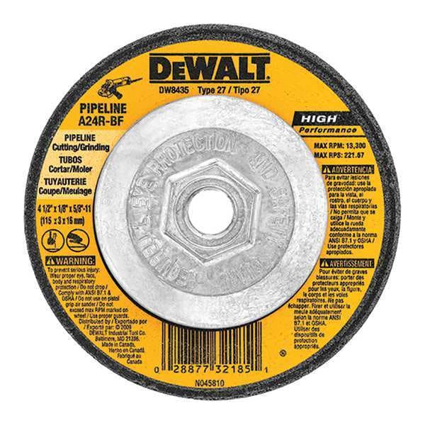 Rueda de alto rendimiento para tuberías Dewalt de 4-1/2" x 1/8" x 5/8"-11 - DW8435