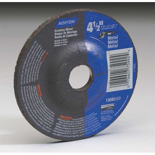 Ruedas de Centro Deprimido Norton Abrasives, Tipo 27, 4 1/2 pulgadas de diámetro, 0.25 pulgadas de grosor, tamaño de orificio del mandril de 7/8 pulgadas - 66252843607