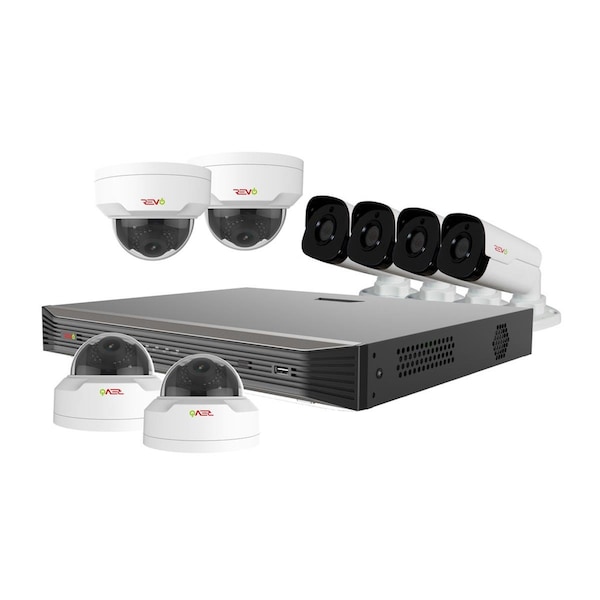 Revo America Ultra HD 16 Channel 3TB NVR Surveillance System with 8 x 4 Megapixel Cameras - RU162MD4GB4G-3T
