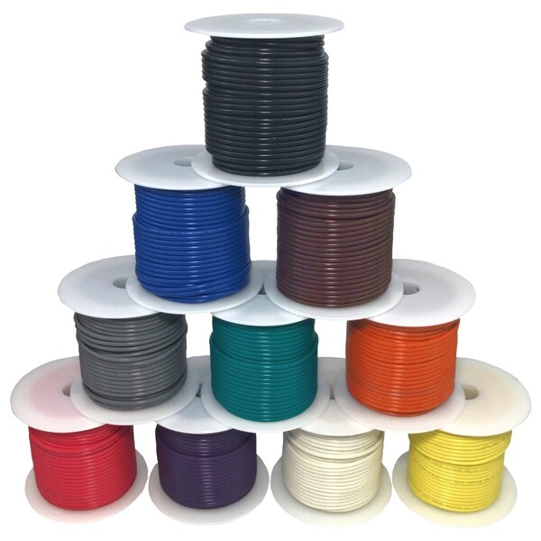 Cable de conexión Remington Industries, calibre 10 AWG, Negro/Azul/Café/Gris/Verde/Naranja/Rojo/Violeta/Blanco/Amarillo, 100 pies