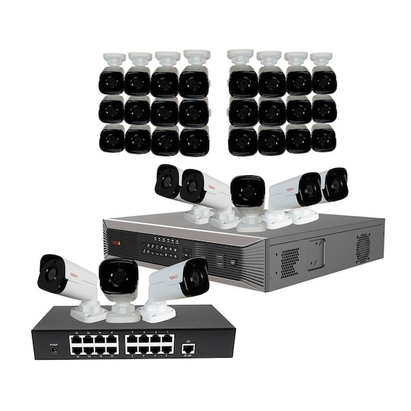 Revo America Ultra Plus HD 32 Channel 4TB NVR Surveillance System with 32 x 4 Megapixel Bullet Cameras - RUP321B32G-8T