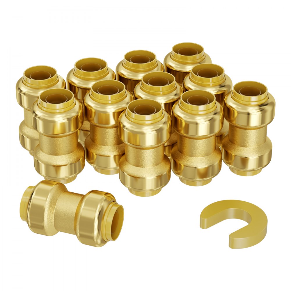 VEVOR Pipe Fittings 3/4" 12PCS Brass Straight-Through Push-Fit for Air System - ZCSGLJPJ12PCB6AT8V0