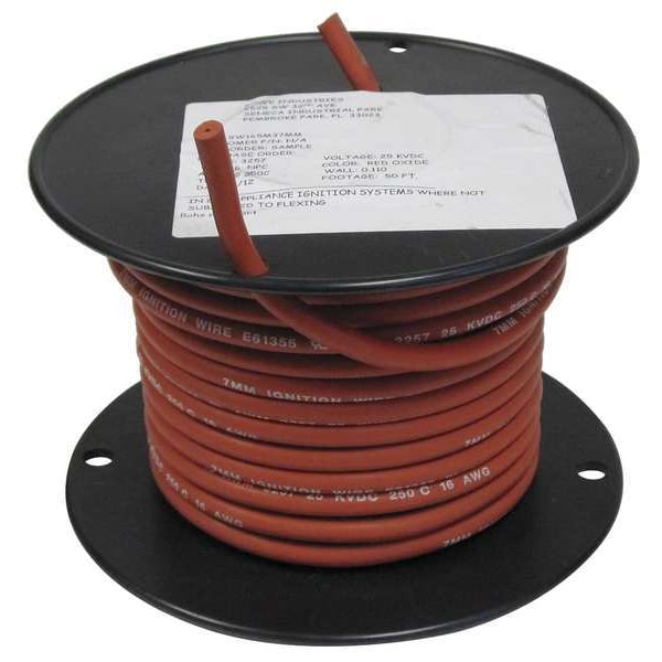 Cable de Conexión de Alto Voltaje Rowe, Cobre Niquelado, 18 AWG, Rojo, 50 ft
