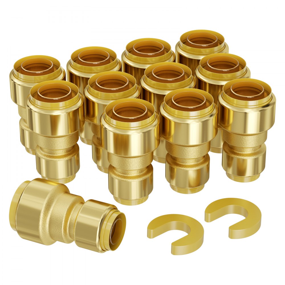 VEVOR Pipe Fittings 1/2"-3/4" 12PC Brass Straight-Through Push-Fit for Air - ZCSGLJPJ12PC4YXDVV0
