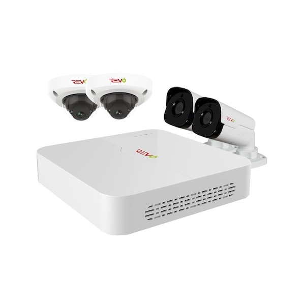 Revo America Ultra HD Audio Capable 8 Channel 2TB NVR Surveillance System with 4 4 Megapixel Cameras - RU82D2GB2GA-2T