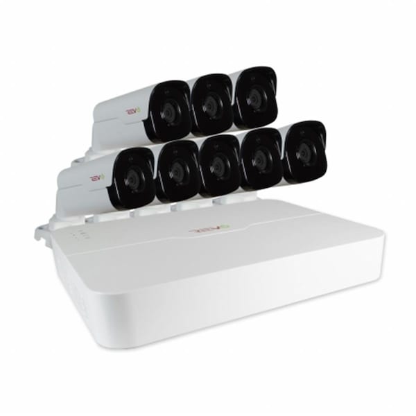 Revo America Ultra HD 8 in 2TB NVR Surveillance System with 8 x 4 Megapixel Bullet Cameras- White - RU81B8G-2T