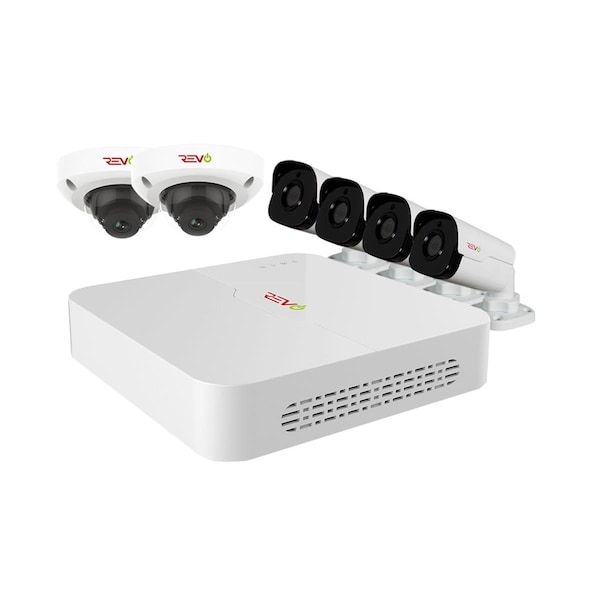 Revo America Ultra HD Audio Capable 8 Channel Surveillance System with 6 4Megapixel Cameras - RU82D2GB4GA-2T
