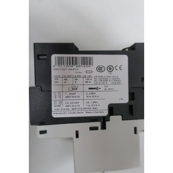 Arrancador manual de 10HP Siemens 11-16A AMP - 3RV1021-4AA10