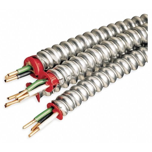Afc Cable Systems Metal Clad Building Cable, MC, 12 AWG, 3C with Ground C, Silver, Aluminum, Stranded, 600V AC - 2159S42-00